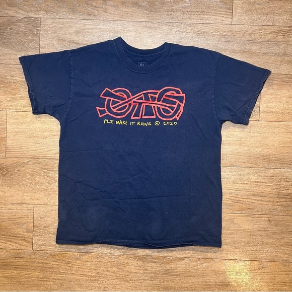 OTG Navy Graphic T-Shirt with Red and Yellow Design - Picture 1 of 3